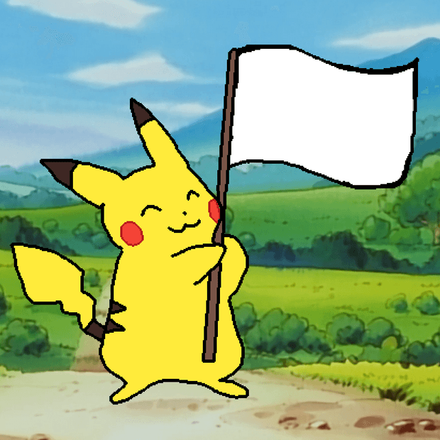 Pikachu waving a white flag